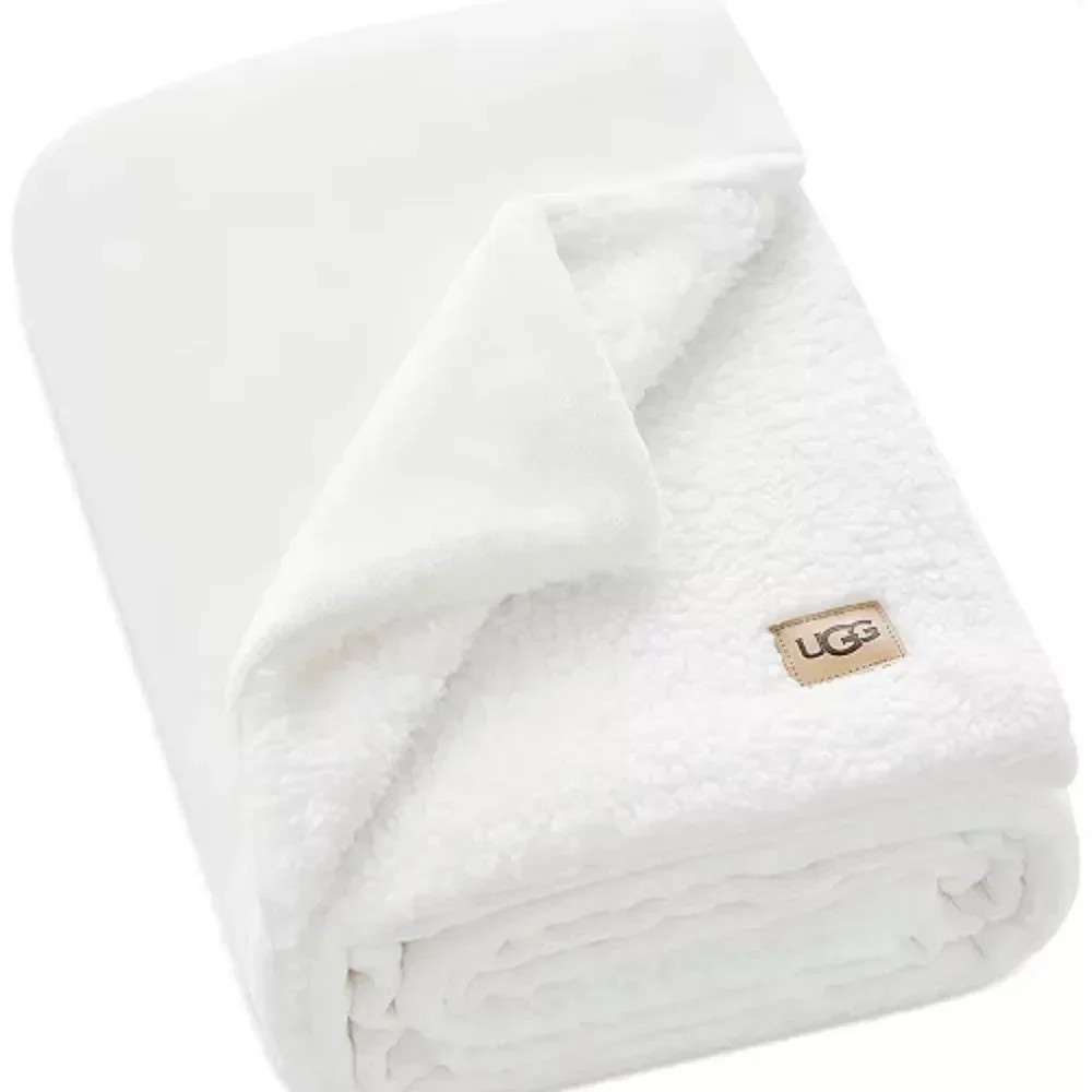 UGG Luxurious Sherpa Throw Blanket - Cream, Gray